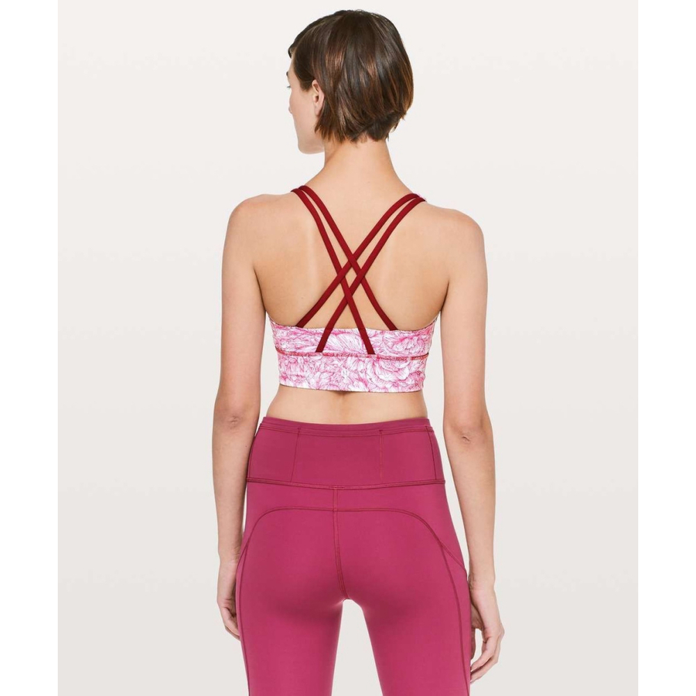 131. Lululemon Energy Bra *Long Line Floral Bloom White Star Ruby / Star Ruby - Picture 2 of 8
